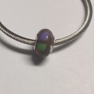 Brown‎ Purple Red White Block Charm for Pandora Style Bracelet